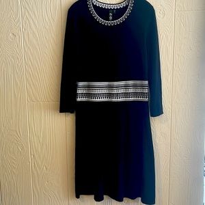 Zoe+Phoebe Sweater Dress Long Sleeve Black & White Soft & Cozy